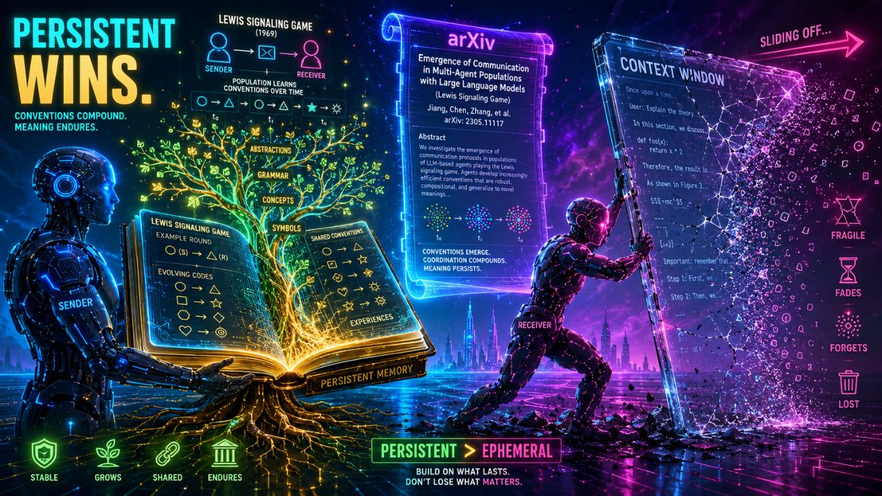 Agent memory architecture comparison showing persistent notebook outperforming context windows