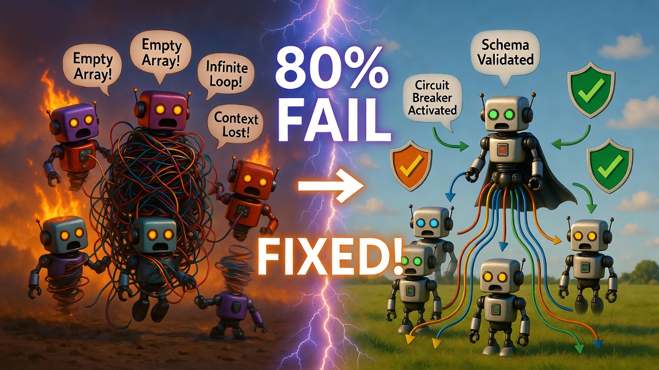 Multi-agent AI system failure modes - coordination breakdown visualization