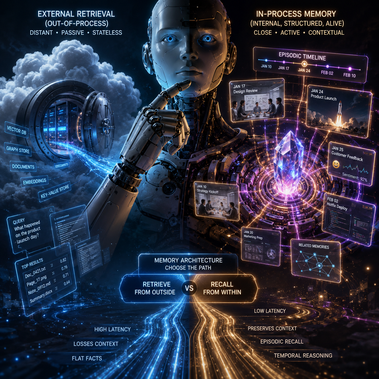 In-process memory architecture for LLM agents