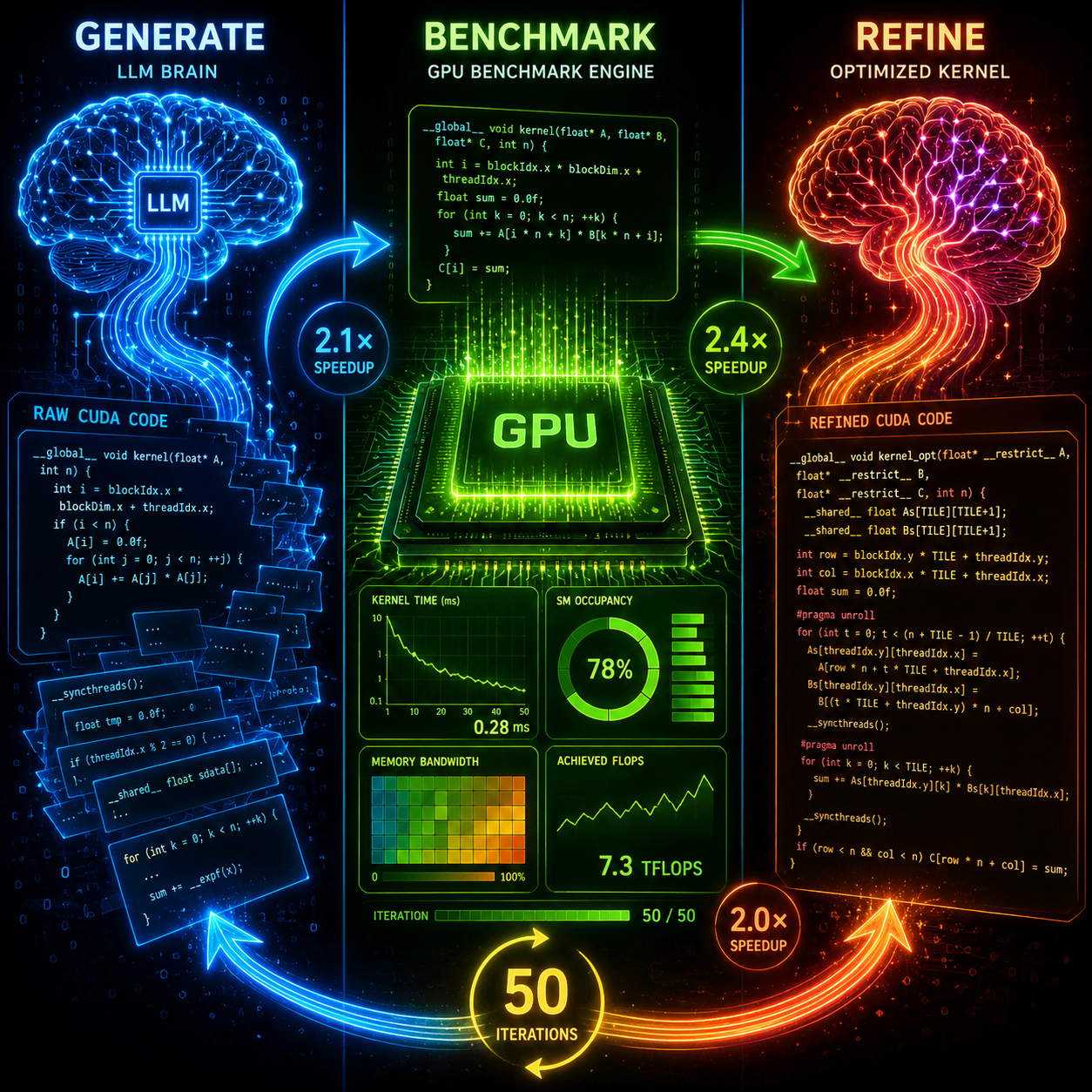 Kernel Forge automated CUDA kernel generation and optimization workflow