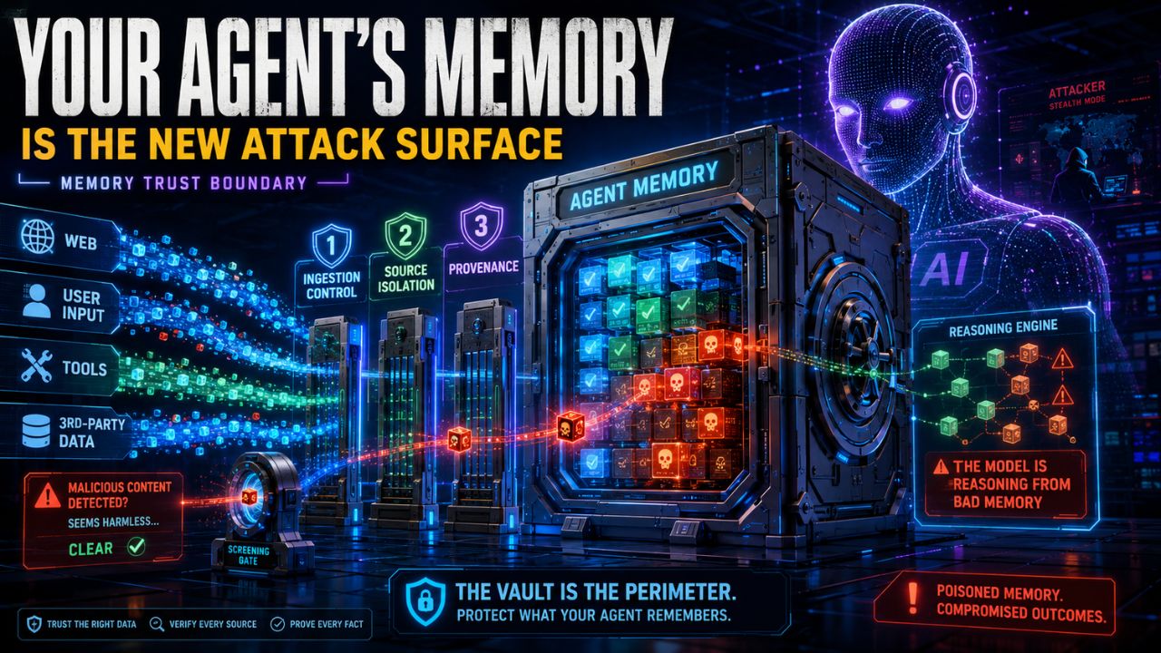 Agent memory poisoning: an attacker injects malicious content into an agent persistent memory store, turning the memory layer into an attack surface