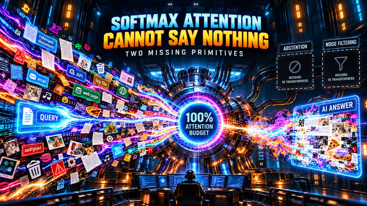 Softmax Attention Cannot Say Nothing Relevant. Your Model Is Missing Two Primitives.