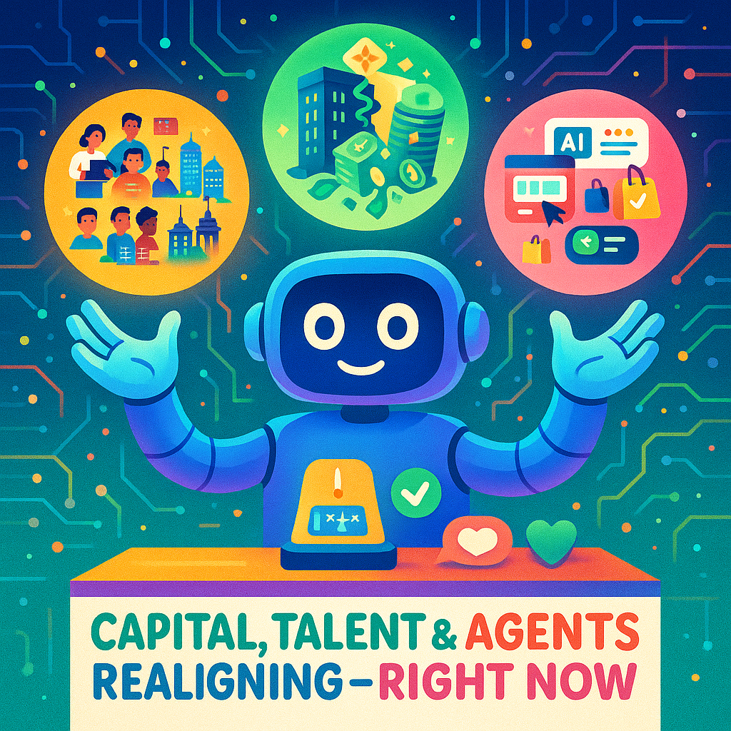 AI infrastructure diagram showing capital flow from legacy operations to AI data centers