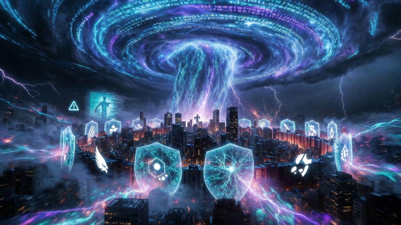 AI offense crushing defense - cybersecurity perfect storm visualization