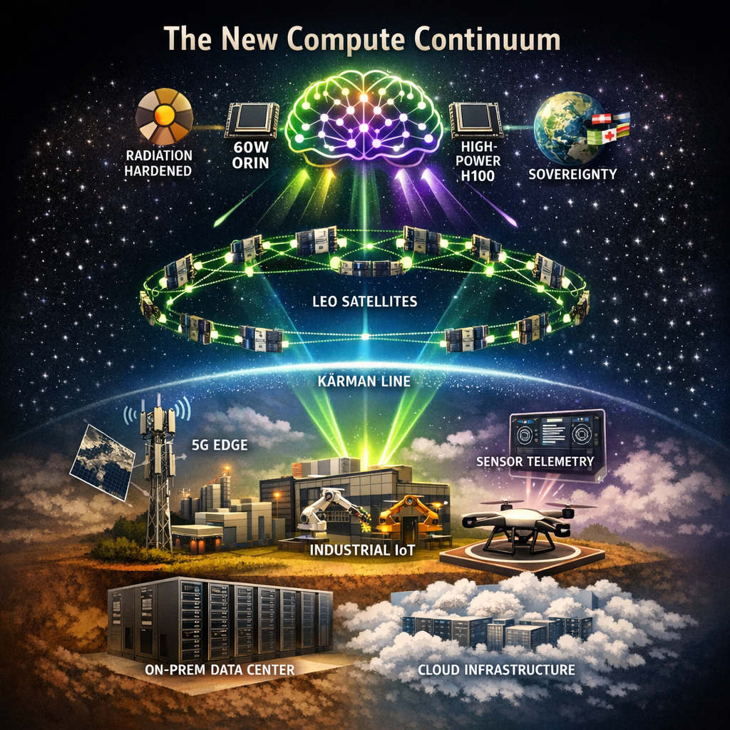 NVIDIA Jetson Orin processor architecture diagram showing power efficiency and radiation hardening for orbital deployment