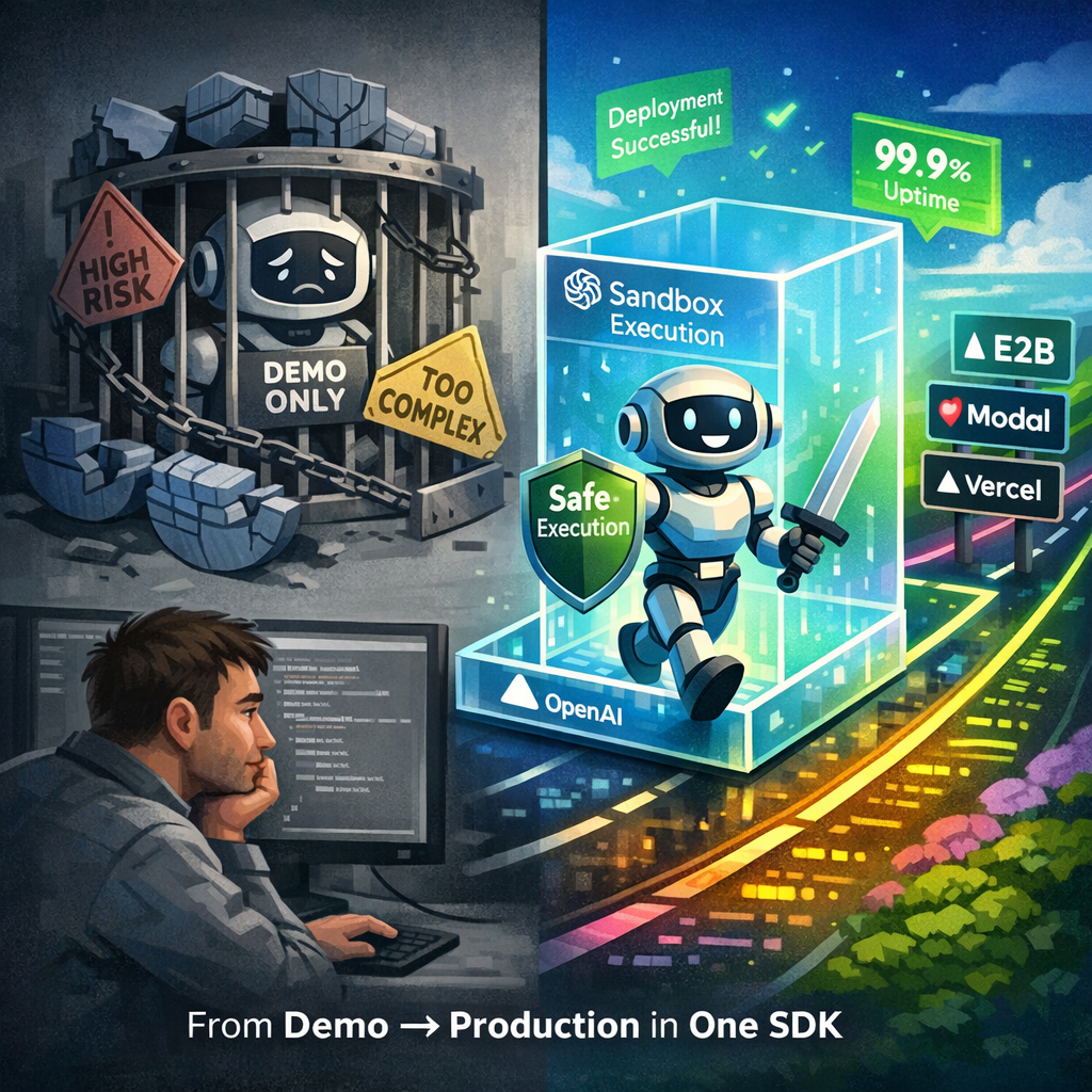 OpenAI Agents SDK integration partners diagram showing Blaxel, Cloudflare, Daytona, E2B, Modal, Runloop, and Vercel
