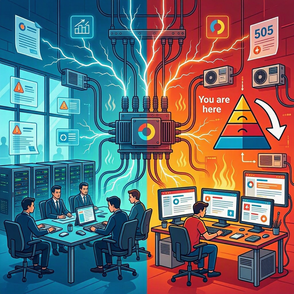 Fault-tolerant AI architecture diagram showing multi-region failover, circuit breaker patterns, graceful degradation chain, and batch scheduling based on electricity pricing