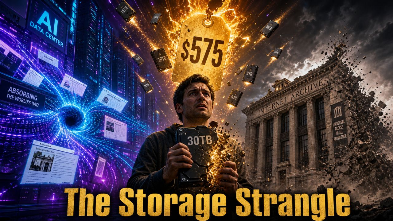 The Storage Strangle - AI data centers consuming storage production while digital archives like the Internet Archive face 261 percent price increases on critical hard drives
