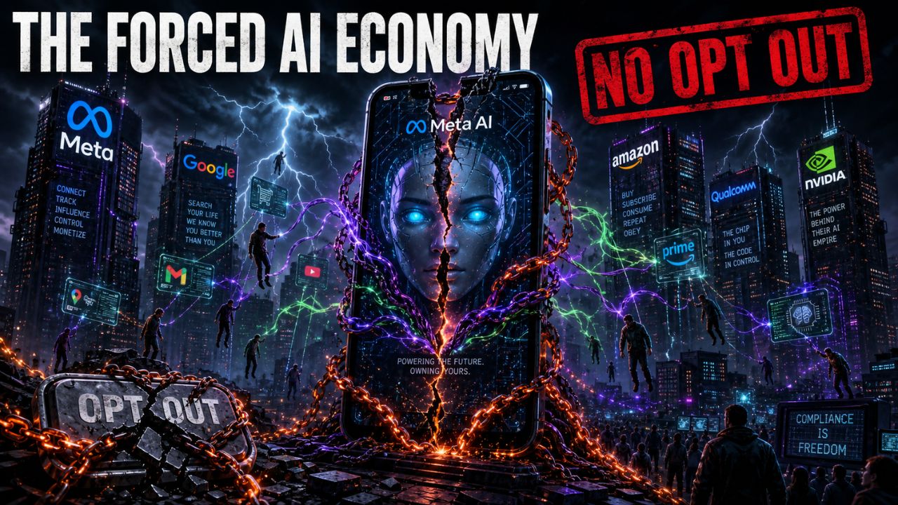The forced AI economy - big tech companies making artificial intelligence mandatory across platforms, workplaces, and hardware
