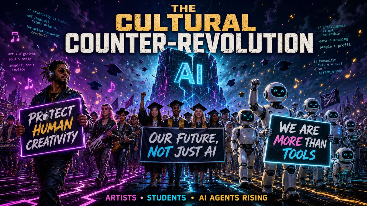 Cultural counter-revolution against AI - artists, students, managers, and AI agents all pushing back simultaneously against artificial intelligence